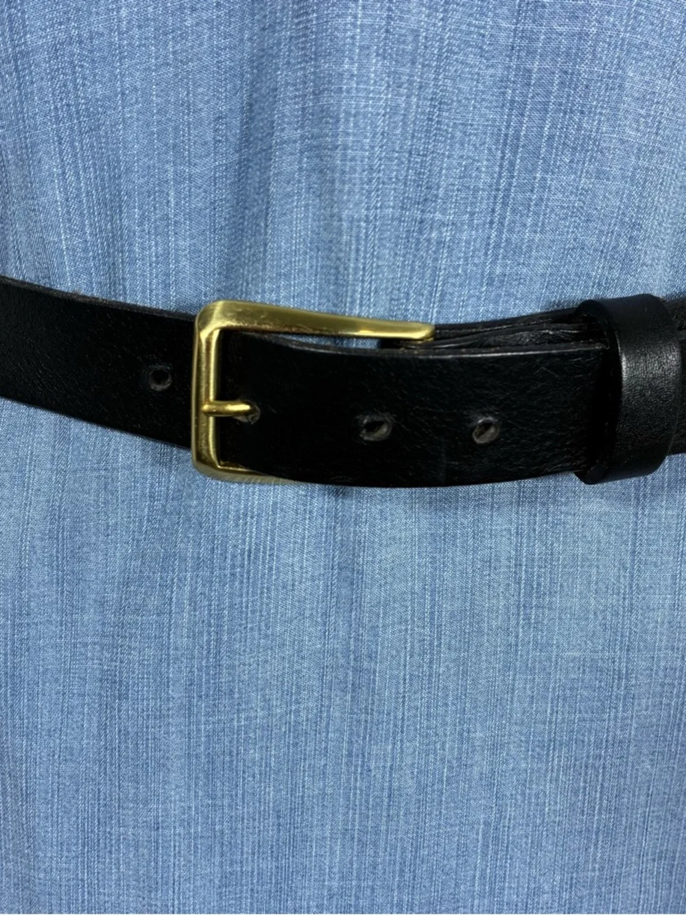 Classic Black Leather Solid Brass Buckle 42” long unisex